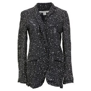 Diane Von Furstenberg Galaxy Crepe Jacket Blazer in Black Viscose